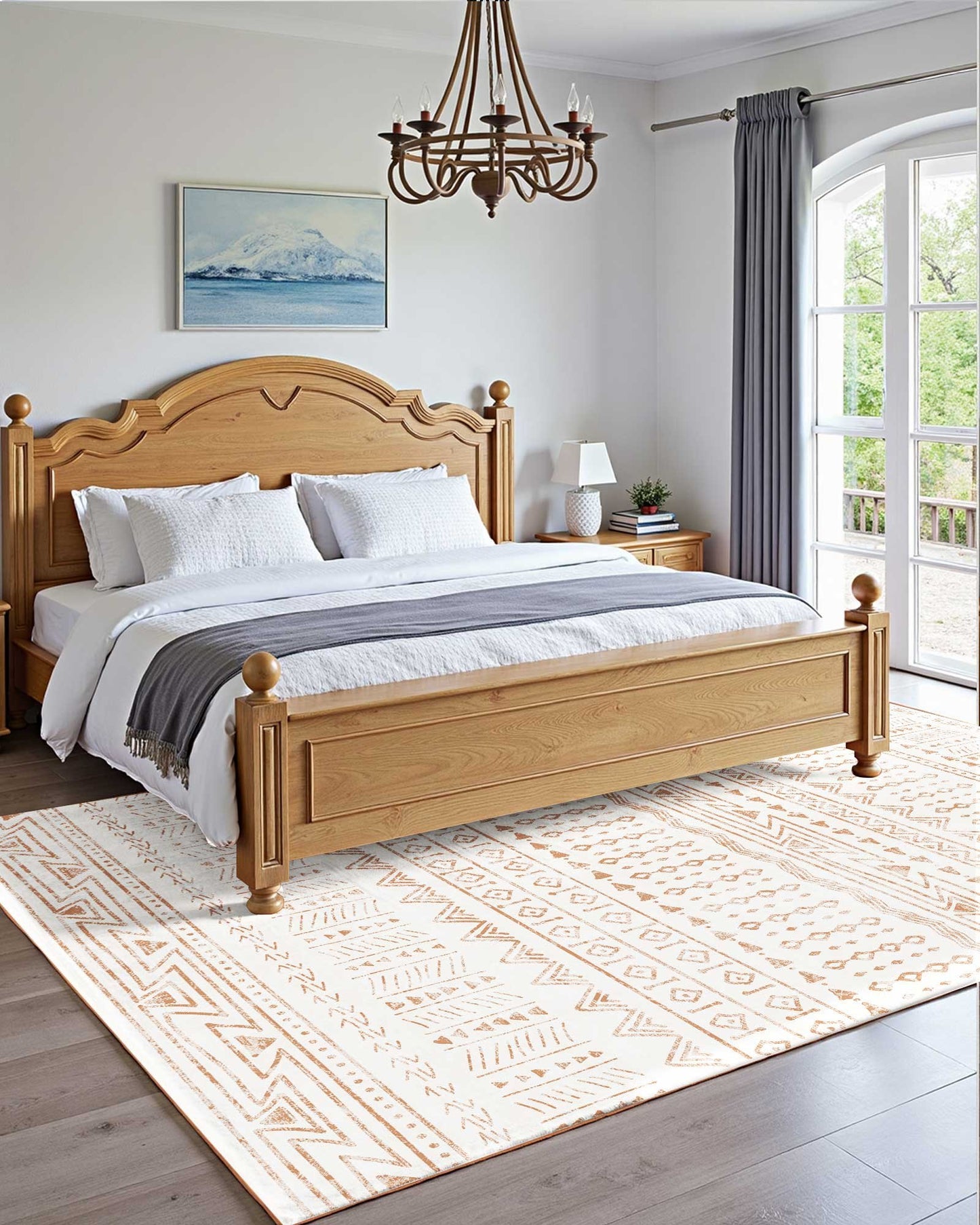 Area Rug, 5 X 8 Ft Large Washable Rug, Non-Slip And Tear-Resistant Soft Carpet, Pet Friendly Modern Area Rugs, Indoor Mat For Bedroom, Office, Living Room, Entryway, Beige