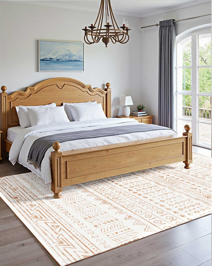 Area Rug, 5 X 8 Ft Large Washable Rug, Non-Slip And Tear-Resistant Soft Carpet, Pet Friendly Modern Area Rugs, Indoor Mat For Bedroom, Office, Living Room, Entryway, Beige