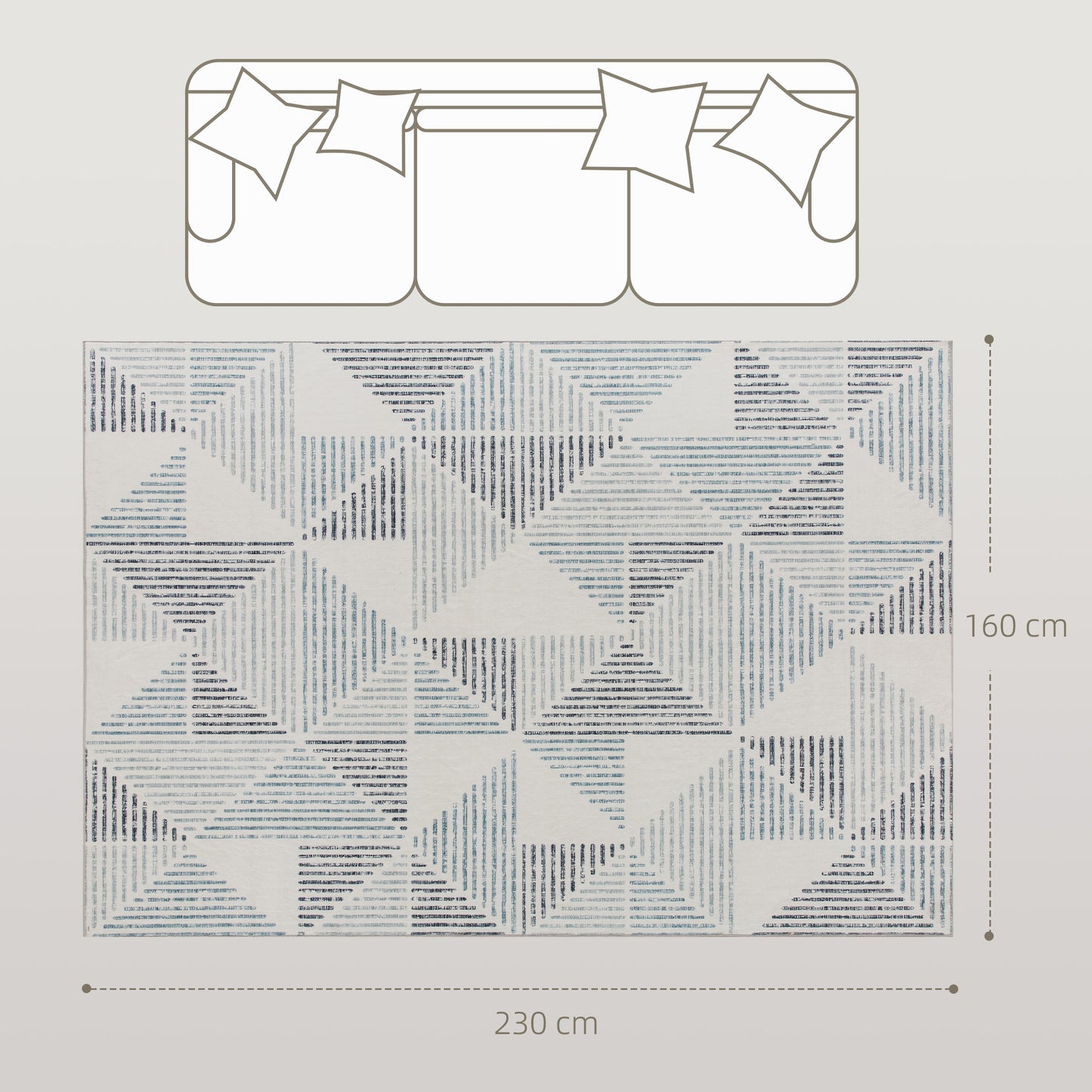 Modern Area Rug, Geometric Pattern Non-Slip Washable Rug, Soft Floor Carpet For Living Room, Bedroom, Dining Room, Home Office, 230 X 160 Cm, Multi-Coloured