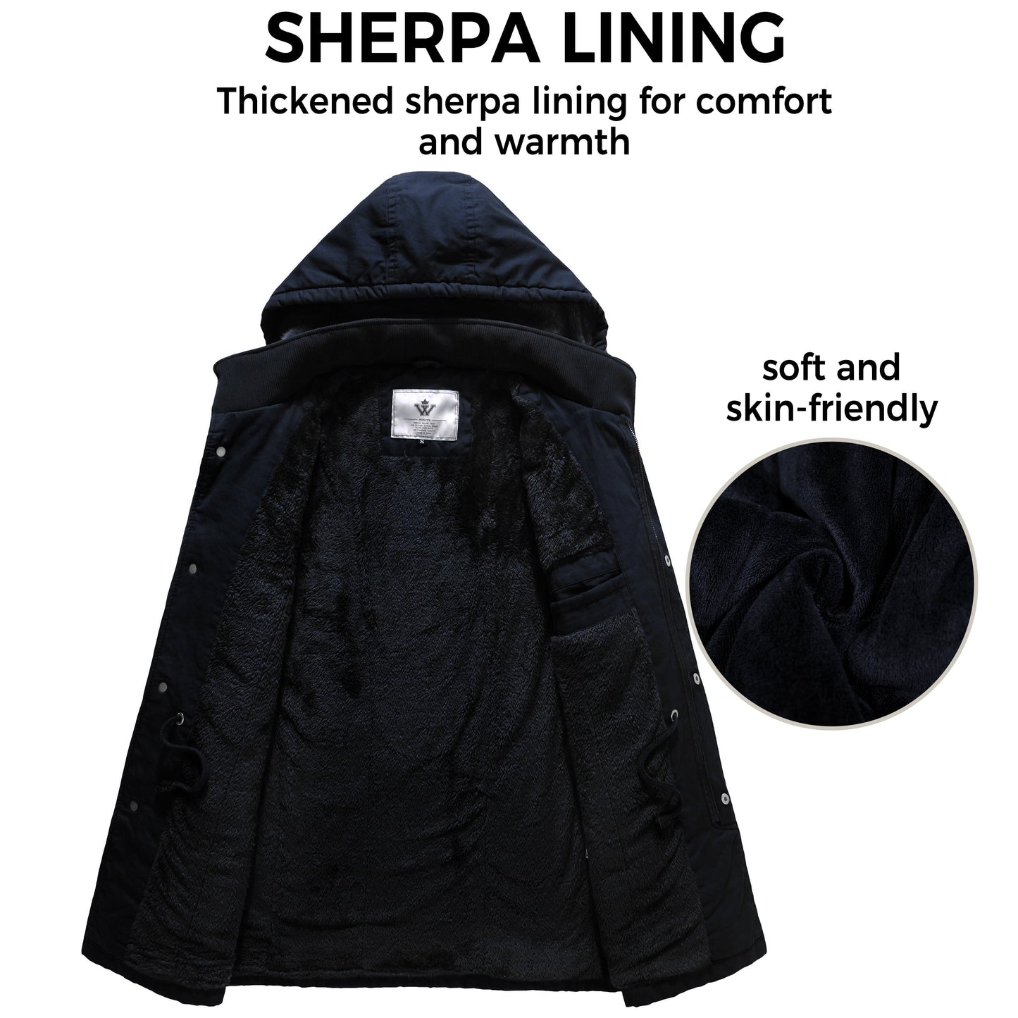 Men'S Winter Coat Warm Puffer Jacket Hooded Windproof Ski Outerwear Jacket Navy M