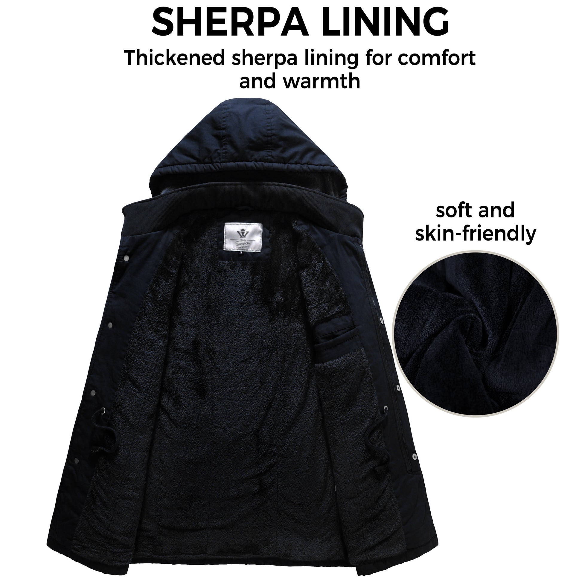 Men'S Winter Coat Warm Puffer Jacket Hooded Windproof Ski Outerwear Jacket Navy M