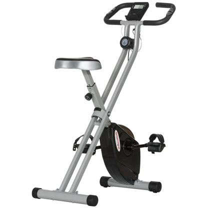 SPORTNOW Folding And Quiet Exercise Bike With 8-Level Magnetic Resistance And Heart Rate Sensor, For Home Gym, Black And Grey