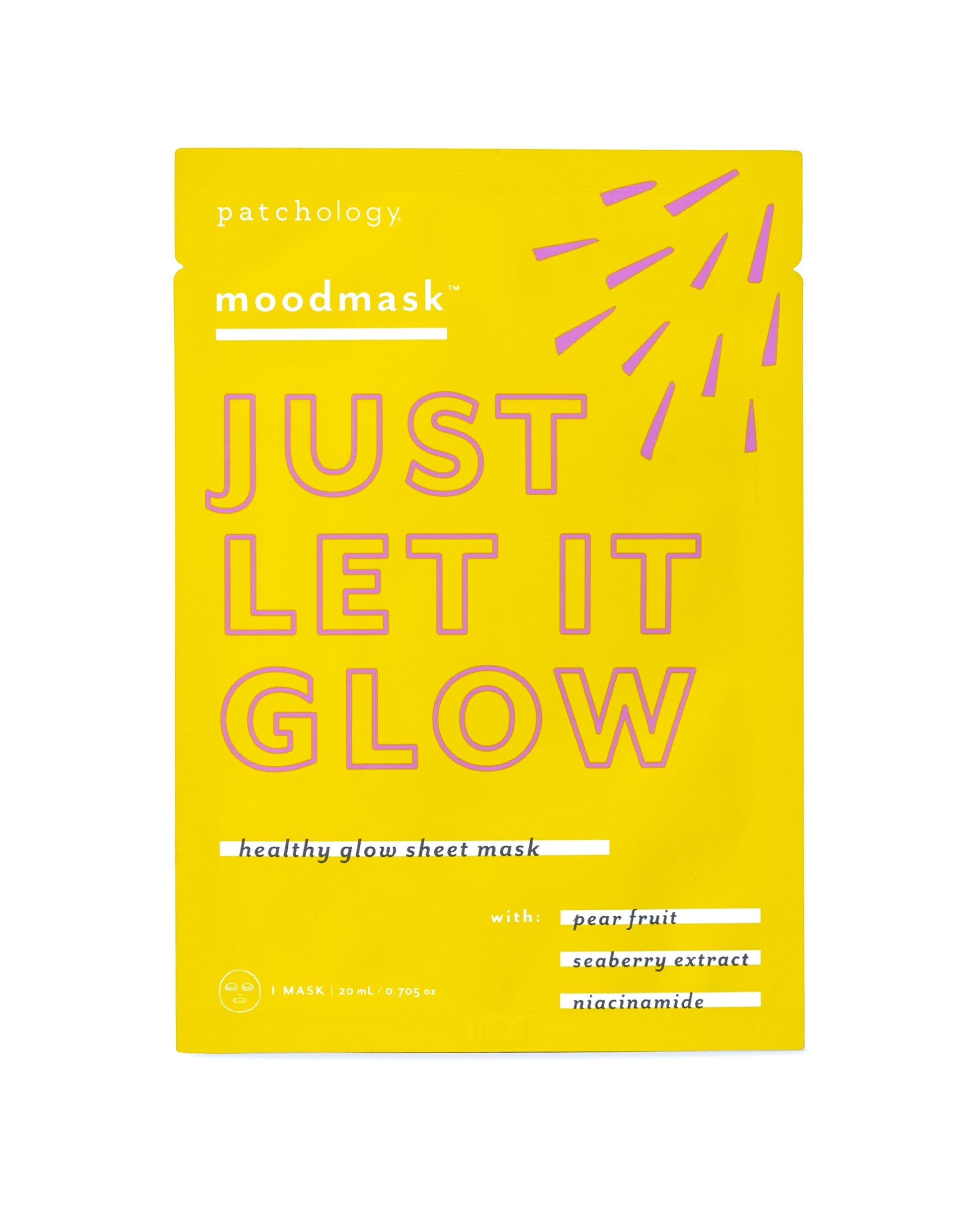 Moodmask Just Let It Glow Sheet Face Mask for Beauty Skincare, 0.705 Oz