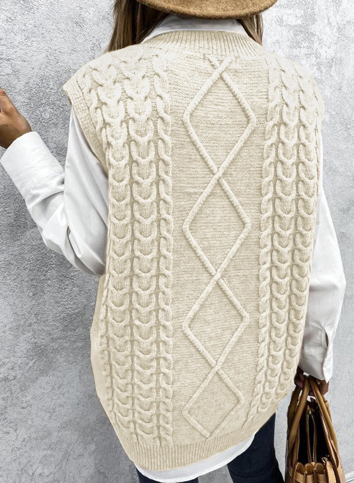 Women'S Loose Fit Classic Vintage Sweater Vest Dressy Casual Sleeveless Pullover