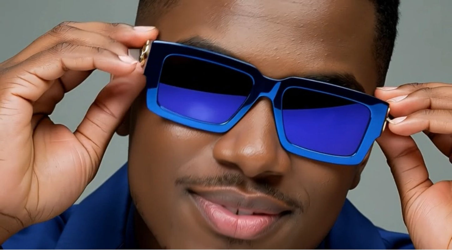 MEN SUNGLASSES HIP HOP SQUARE DESIGNER SHADES RETRO GOLD FRAME RAPPER FASHION