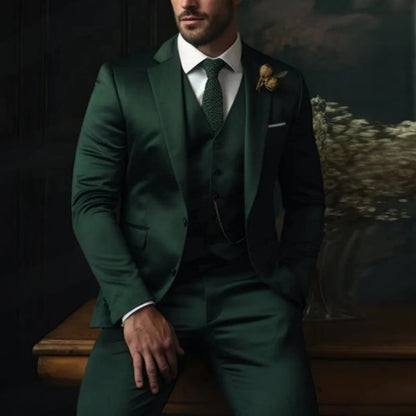 Brand Classic Men Suit 3 Pieces Fashion Slim Fit Blazer Vest