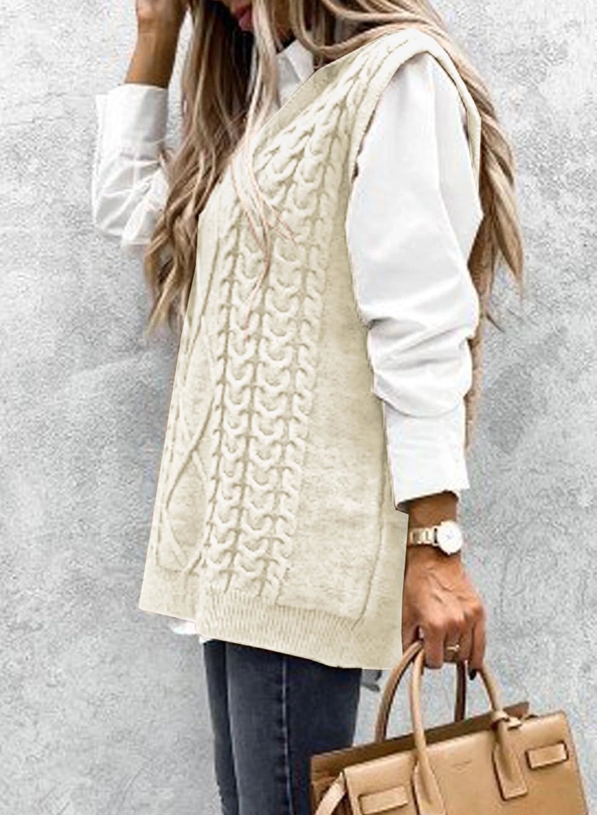 Women'S Loose Fit Classic Vintage Sweater Vest Dressy Casual Sleeveless Pullover