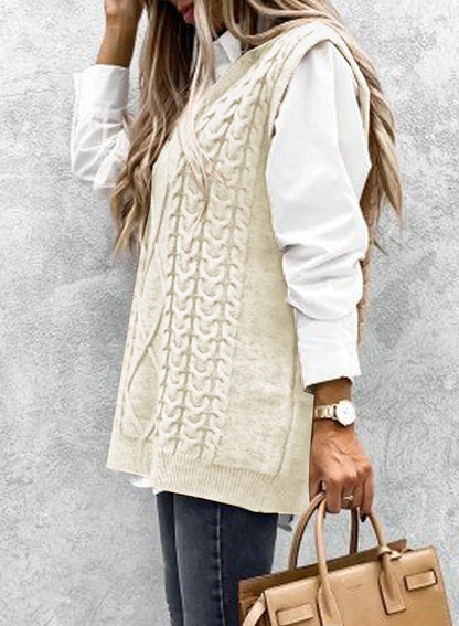 Women'S Loose Fit Classic Vintage Sweater Vest Dressy Casual Sleeveless Pullover