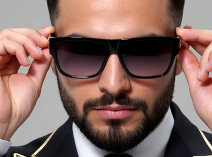 Men Sunglasses Fashion Design Tortoise Black Frame Hip Hop Style Square Shades