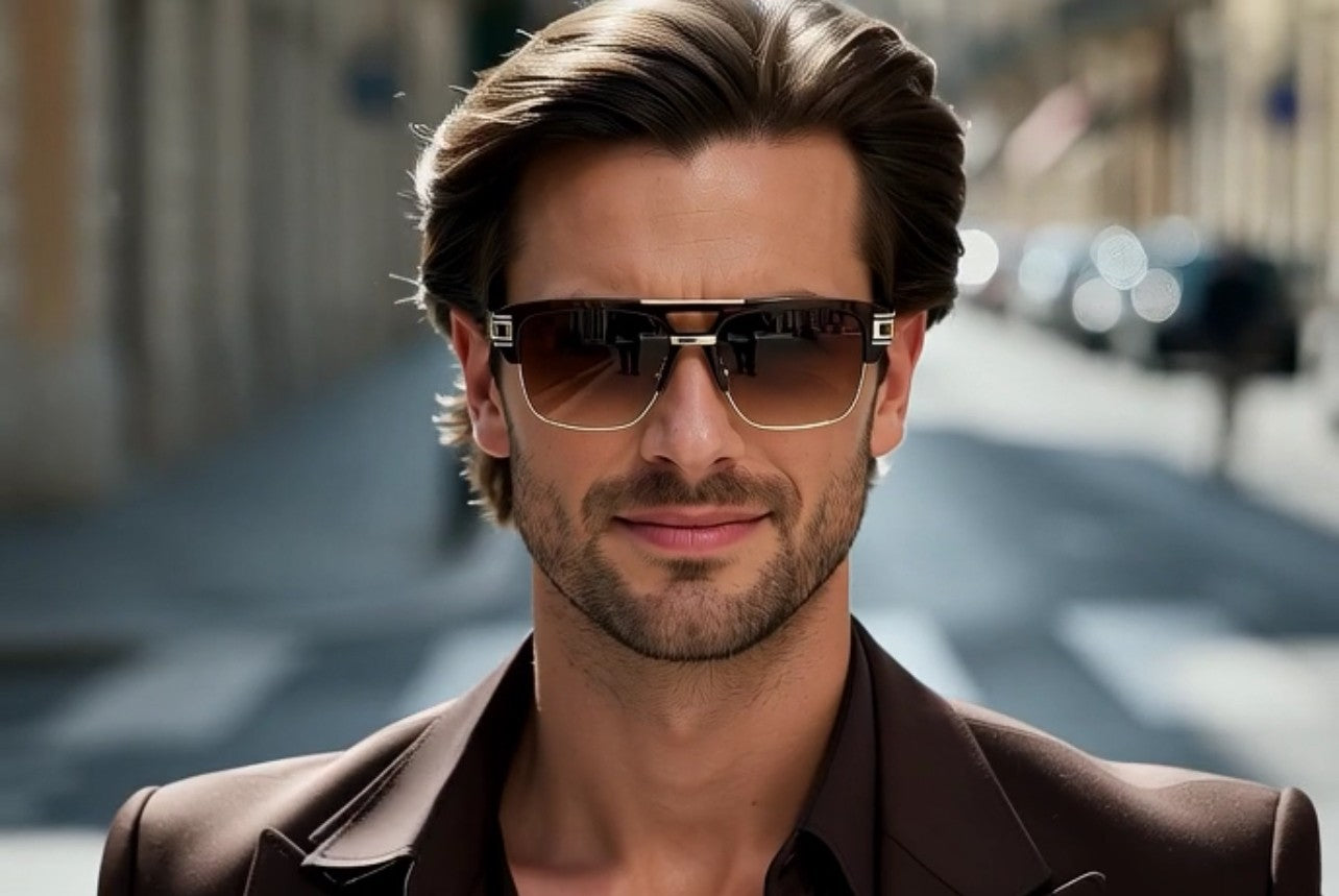 Designer Men Sunglasses Fashion Square Gold Hip Hop Model New Style Shades Blue