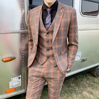 Mens 3-piece Suit In Korean And British Styles, Slim-fit