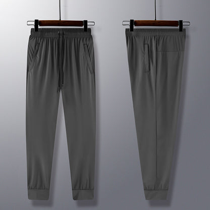 Ice Silk Leggings Men's Sports Pants Thin Trendy