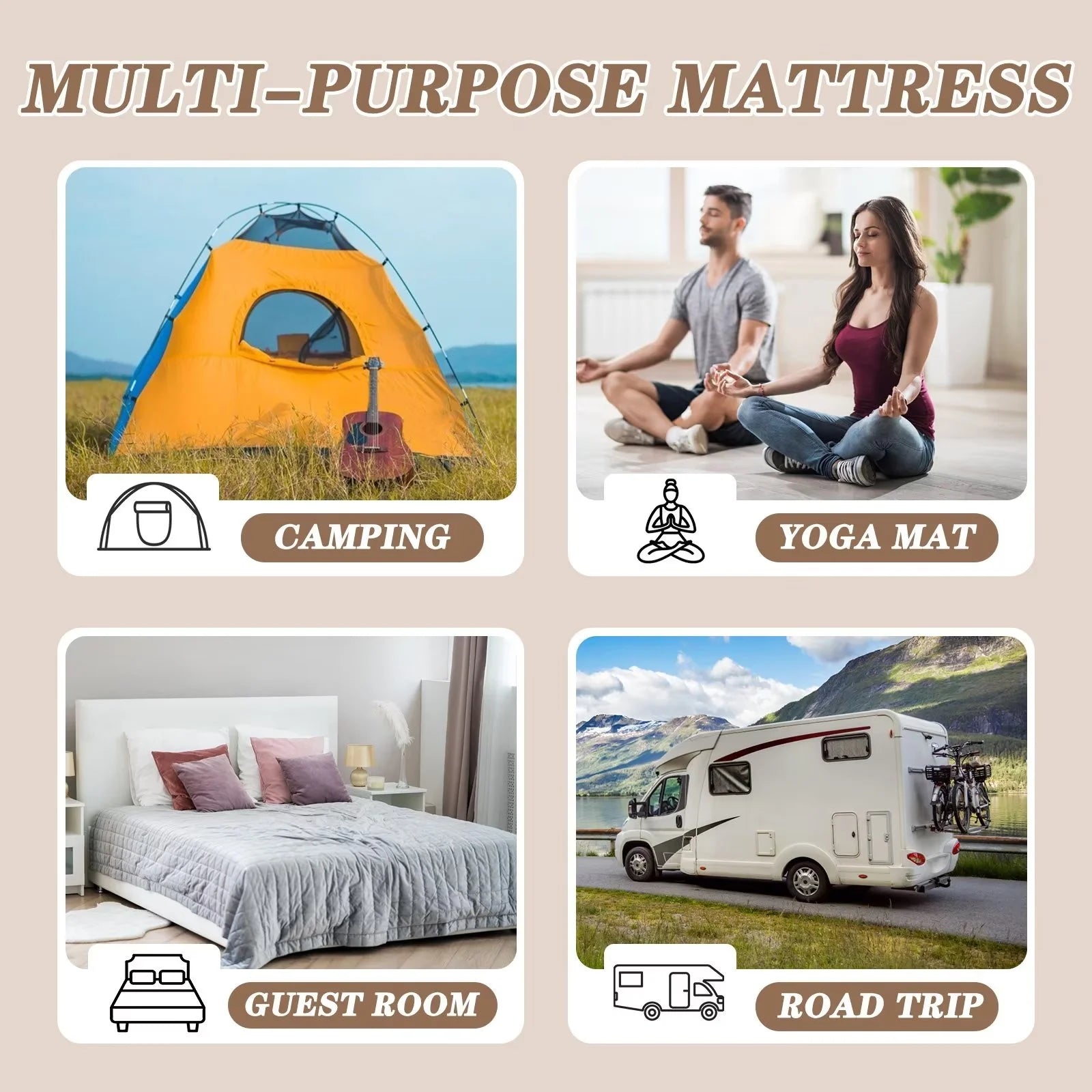 Gray Floor Mattress with Storage Bag Japanese Futon Mattress Extra Thick Folding Sleeping Pad Futon Mattress Portable Camping Mattress, Twin
