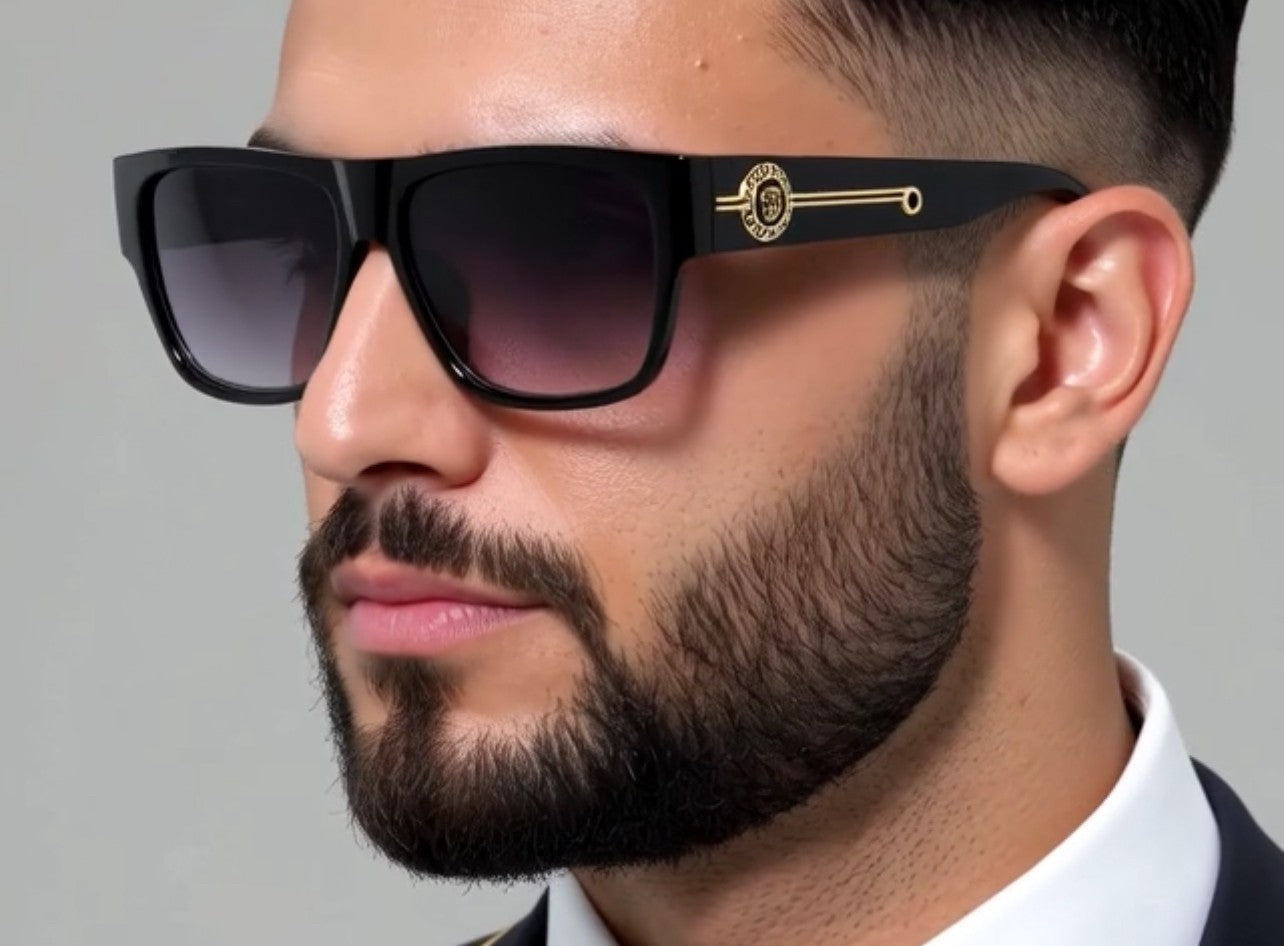 Men Sunglasses Fashion Design Tortoise Black Frame Hip Hop Style Square Shades