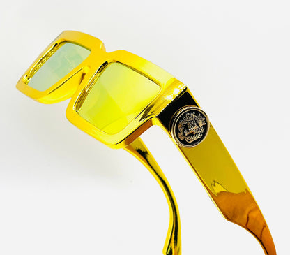 MEN SUNGLASSES HIP HOP SQUARE DESIGNER SHADES RETRO GOLD FRAME RAPPER FASHION