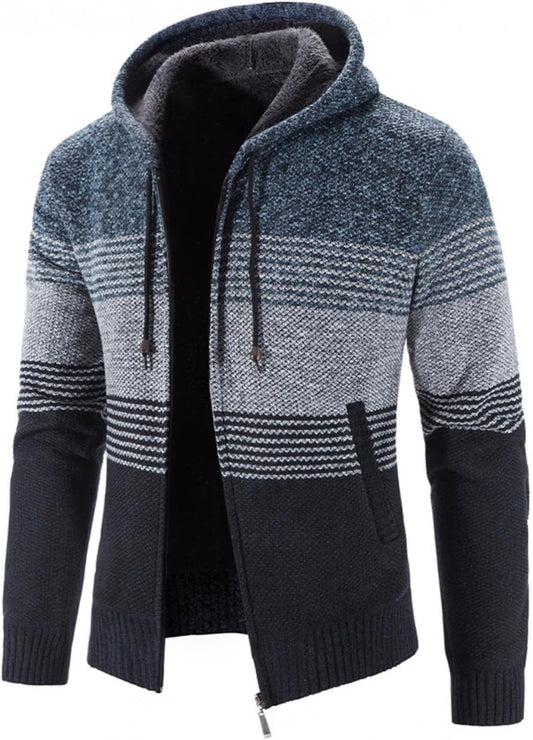 Hoodies for Men Zip up Hooded Fleece Sweatshirts Fashion Warm Winter Tops Fuzzy Sherpa Lined Jackets Coats for Men Trendy