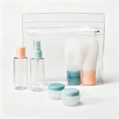 Travel Toiletry Bag Set 7 Pieces – Silicone And EVA, Lightweight Luggage Accessory Organizer