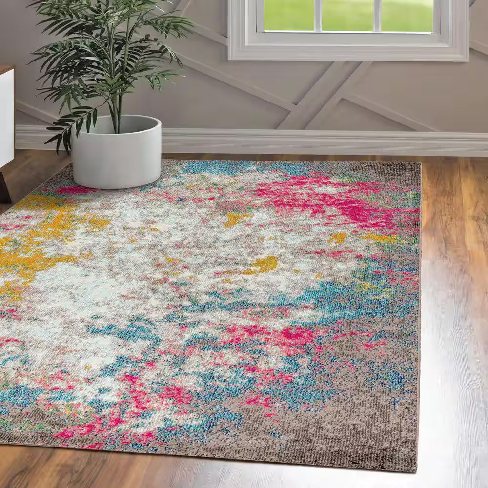 Contemporary Pop Modern Abstract Multi/Yellow 8 Ft. X 10 Ft. Area Rug