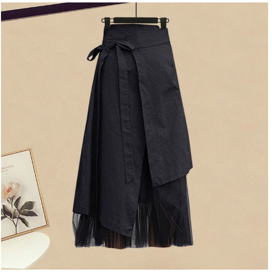 Women's Fashion Wear Loose Western Style Lazy Style Sweatshirt Slimming Skirt Two-piece Set