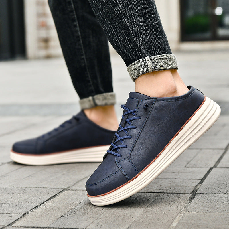 Mens Casual Lace-up Thermal Fleece-lined Chunky-soled Cotton Shoes