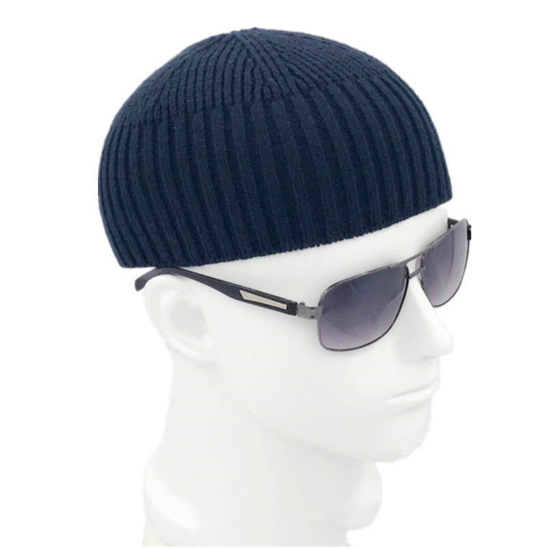 Short Cotton Knit Hat Men's Winter Woolen Thread