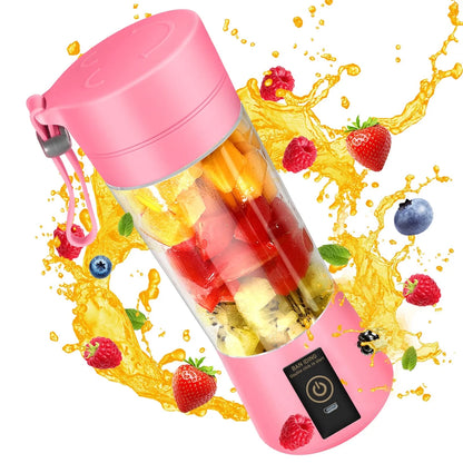 Portable Blender USB Rechargeable Personal Juicer Cup Small Fruit Juice Mixer for Shakes and Smoothies 350ML Capacity- Pink