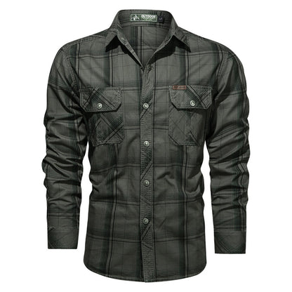 New Men's Spring And Autumn Long-sleeved Striped Shirt