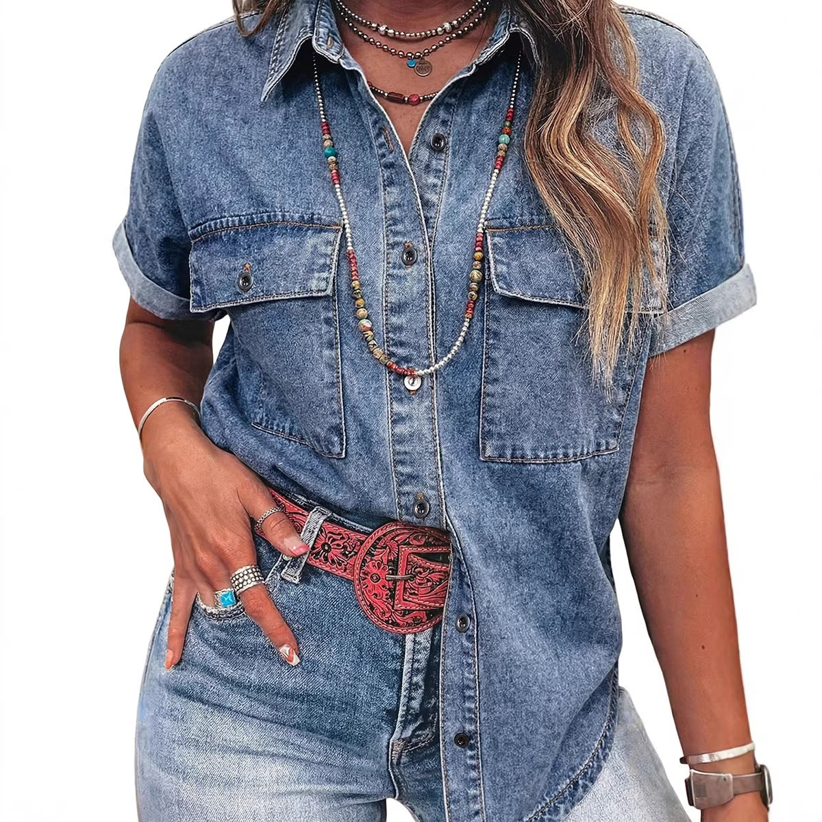 Casual Versatile Single-breasted Multi-button Shirt For Women
