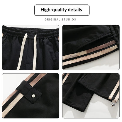 Mens Three-Stripe Sweatpants Spring American High-Street Style Joggers