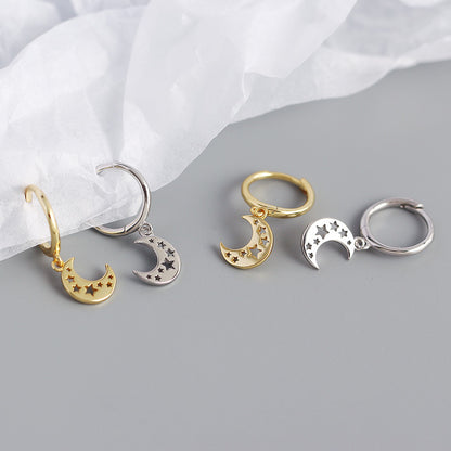 Geometric Moon-shaped Hollow Star Earrings Earrings