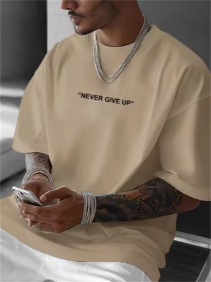 Summer Men's Loose Plus Size Print Round Neck Short Sleeve T-shirt
