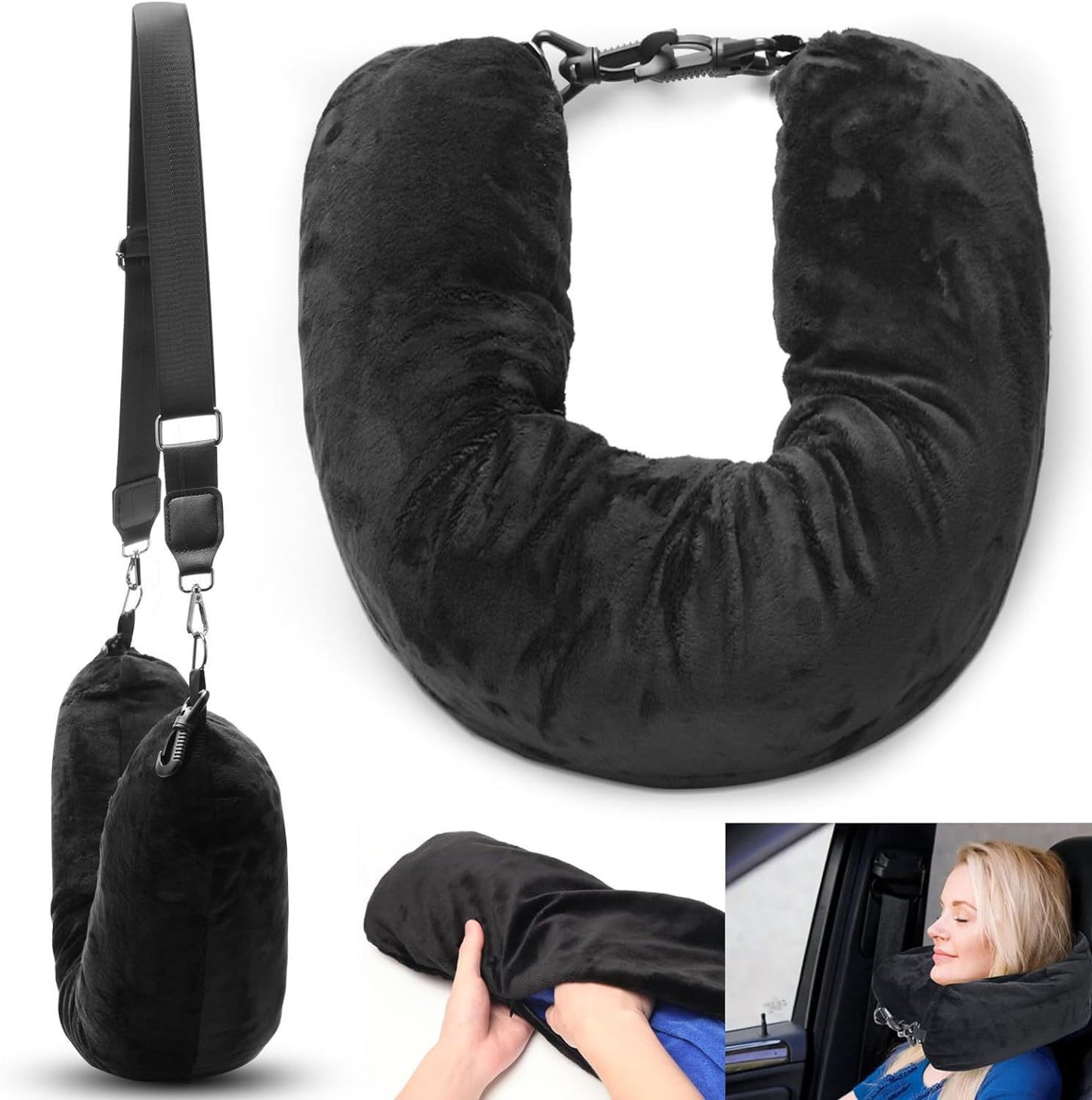 New Travel U-shaped Pillow Can Fill Clothes