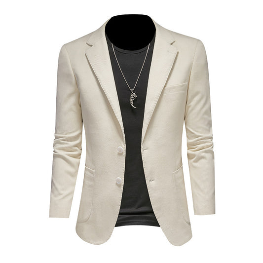 Mens Casual Corduroy Slim-fit Suit Jacket