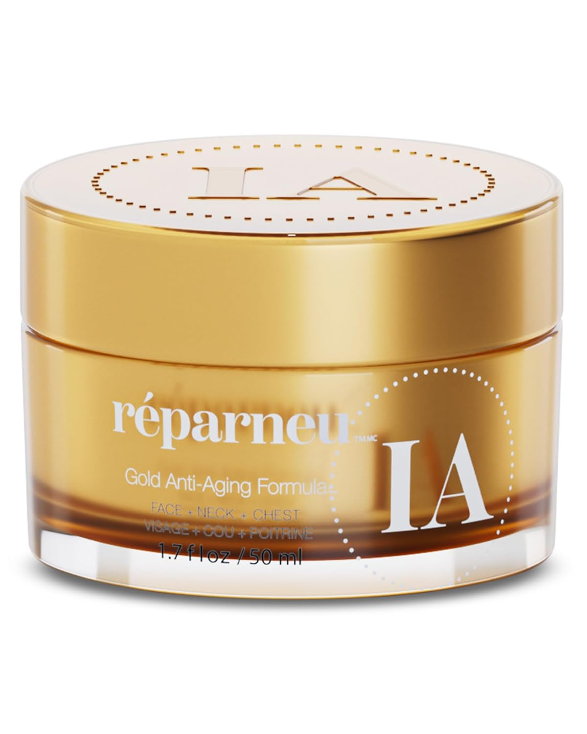 Réparneu Gold Anti-Aging Formula, Neck Firming, Face Tightening, anti Wrinkle Face Cream - Organic Aloe Powered with Collagen, Peptides & Retinyl - 1.7Oz Jar