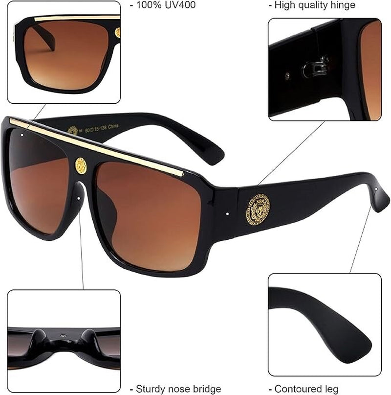 Gafas De Sol Lentes De Moda Para Hombres Grande Style Men Sunglasses Brown Lens