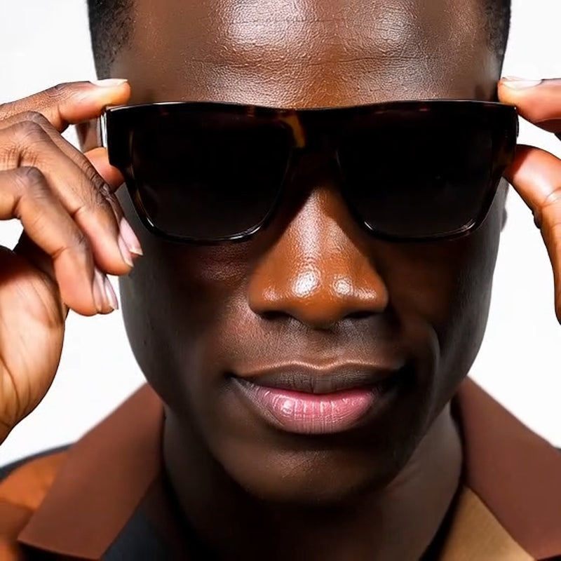 Men Sunglasses Fashion Design Tortoise Black Frame Hip Hop Style Square Shades