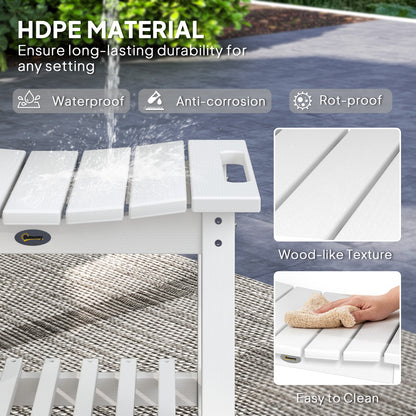 HDPE Shower Bench, Waterproof Shower Stool with Handle, Storage Shelf, Non-Slip Pads for Indoor Outdoor, White