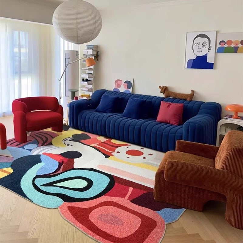 Colorful, Full-area Non-slip Dopamine-inspired Faux Cashmere Rug For The Living Room