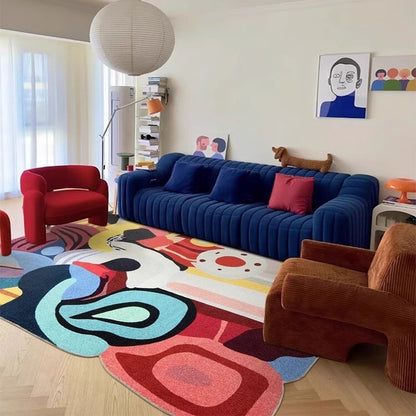 Colorful, Full-area Non-slip Dopamine-inspired Faux Cashmere Rug For The Living Room