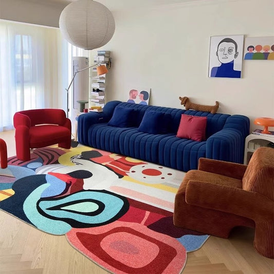 Colorful, Full-area Non-slip Dopamine-inspired Faux Cashmere Rug For The Living Room