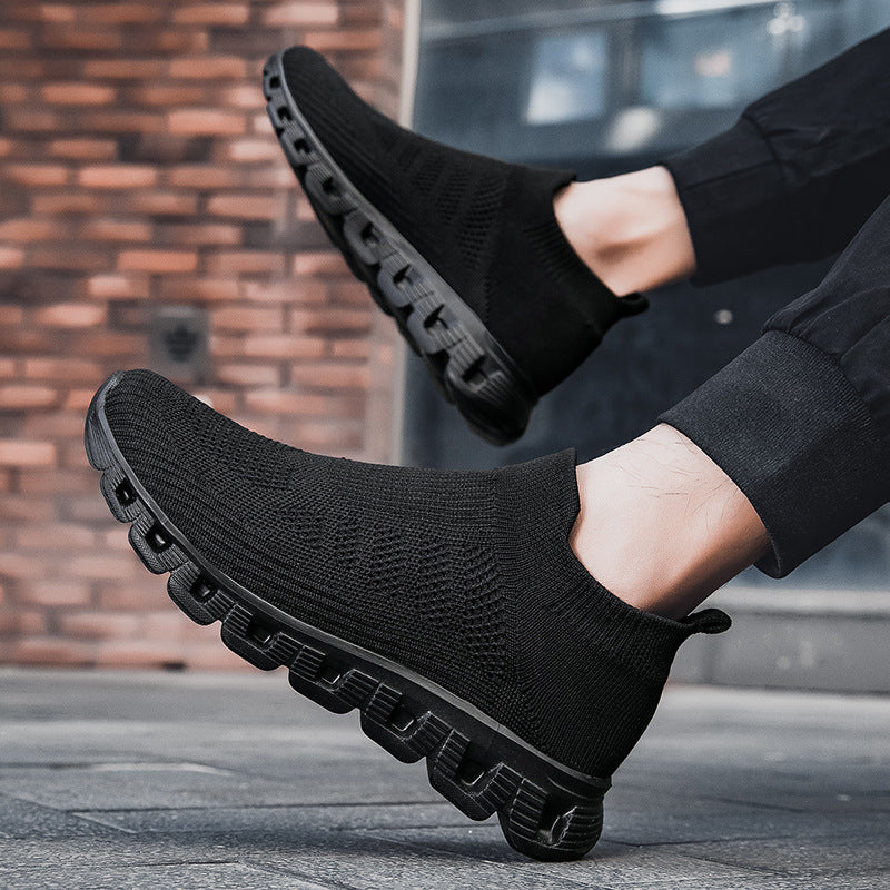 Casual Solid Color Flying Woven Sports Shoes Men Lightweight Breathable Summer Sneakers
