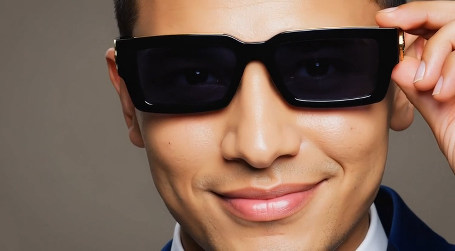 MEN SUNGLASSES HIP HOP SQUARE DESIGNER SHADES RETRO GOLD FRAME RAPPER FASHION