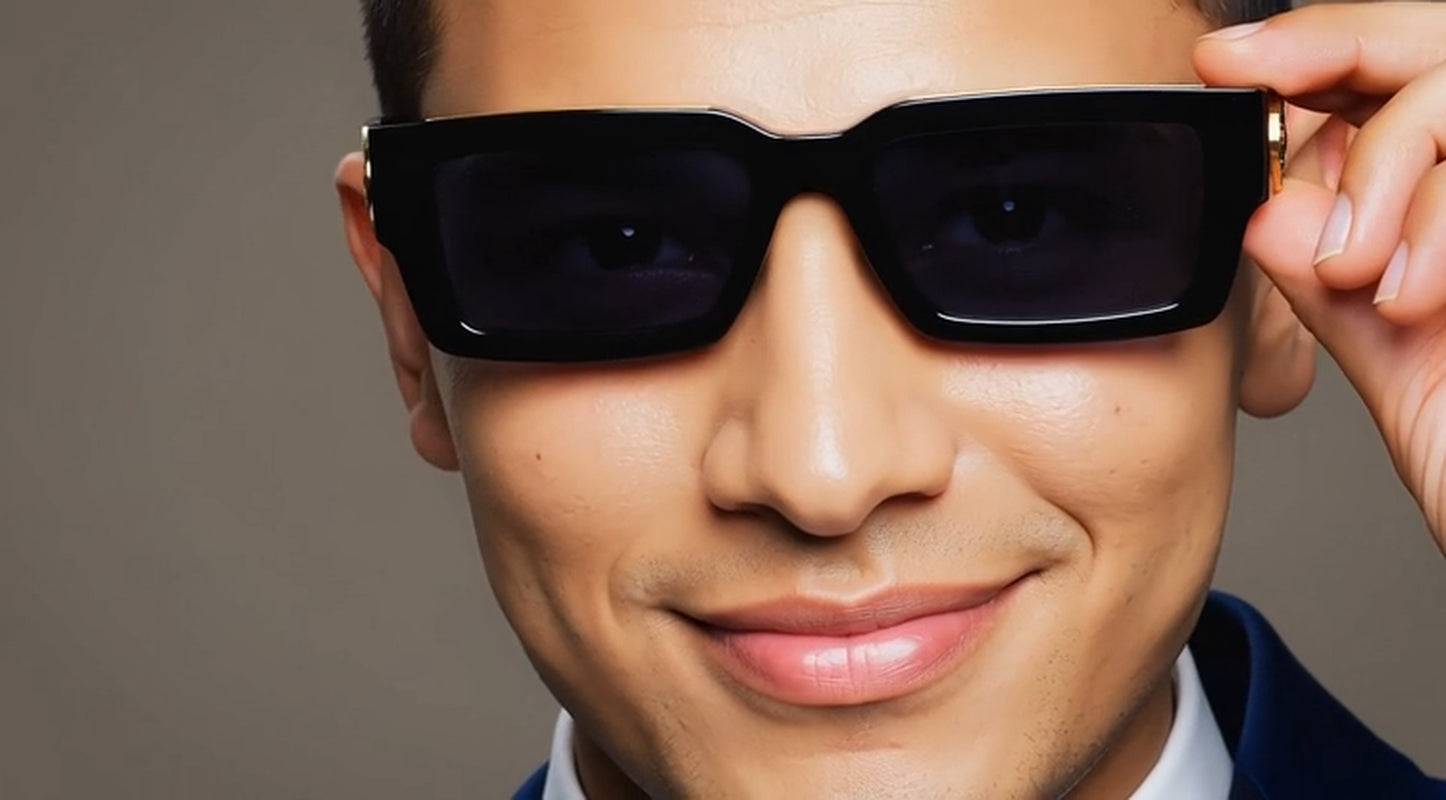 MEN SUNGLASSES HIP HOP SQUARE DESIGNER SHADES RETRO GOLD FRAME RAPPER FASHION