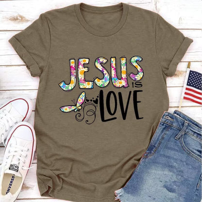 Jesus Love Print Women T Shirt Short Sleeve O Neck Loose Women Tshirt Ladies Tee Shirt Tops Clothes Camisetas Mujer