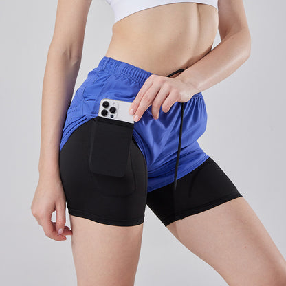 Men's Loose Three-point Quick-drying Lined Anti-exposure Double-layer Fitness Shorts
