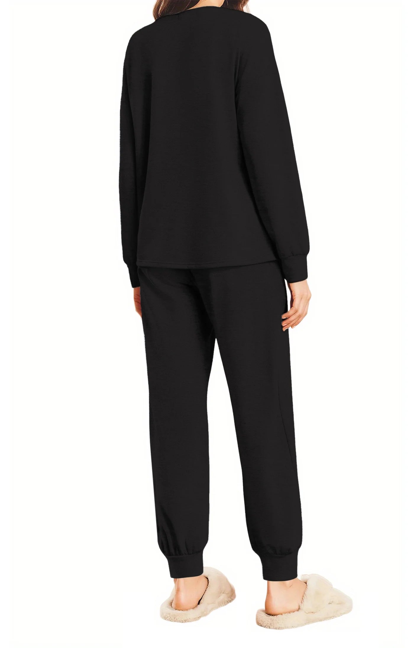 Womens Pajamas Sets Long Sleeve Top and Pant with Pockets Lounge Wear Set Oufits