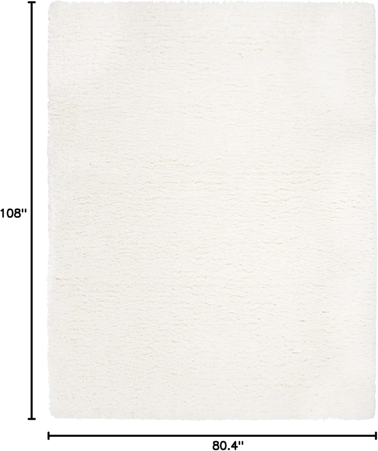 Flokati Shag Collection Area Rug - 6'7" X 9', Ivory, Solid Design, Non-Shedding & Easy Care, 2.75-Inch Thick Ideal for High Traffic Areas in Living Room, Bedroom (FLK950B)