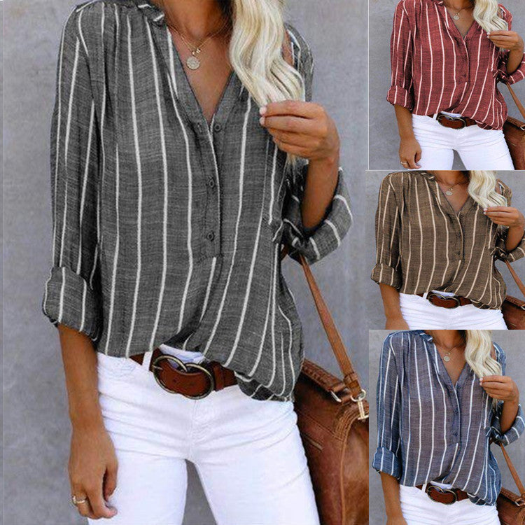Simple And Fashionable Printed Striped Shirt