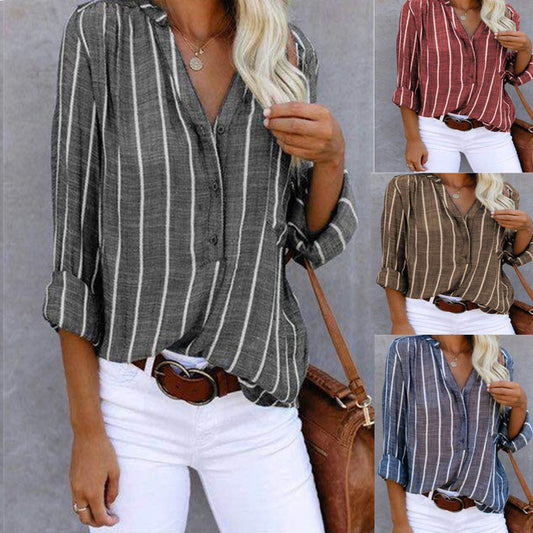 Simple And Fashionable Printed Striped Shirt
