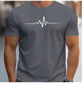 Creative Graphic-print Slim-fit Casual Sports Crew-neck Short-sleeve Top